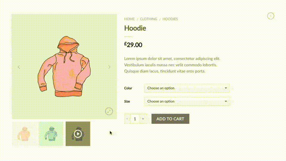 video in the product gallery WooThumbs