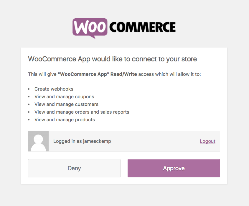 WooCommerce API authentication