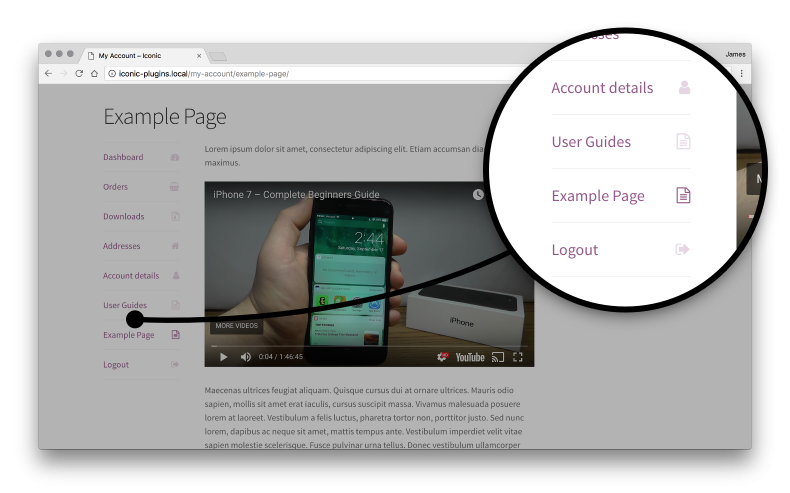 customize account pages