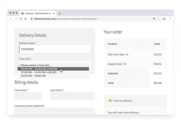 WooCommerce delivery slots