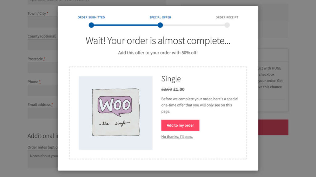 cross sell after checkout
