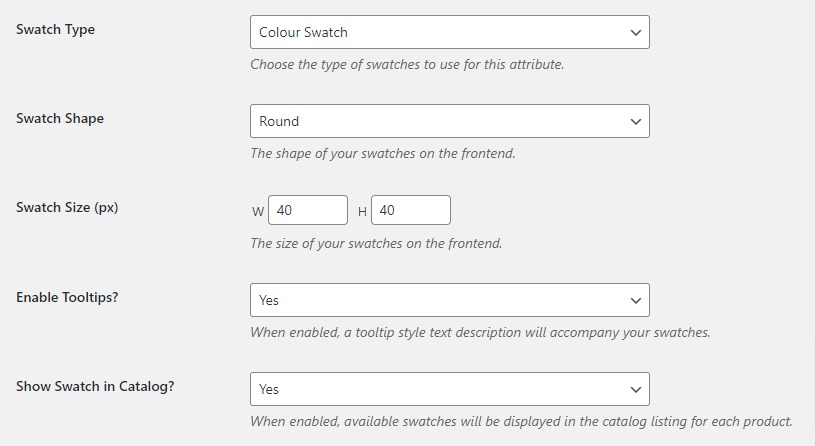 swatch settings
