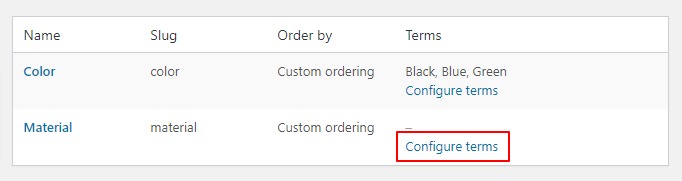 configure terms