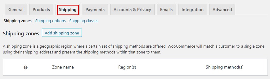 shipping tab woocommerce
