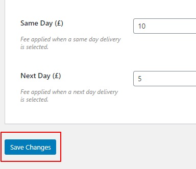 Save changes button