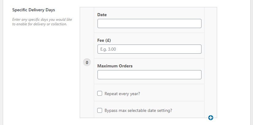 Specific delivery date settings