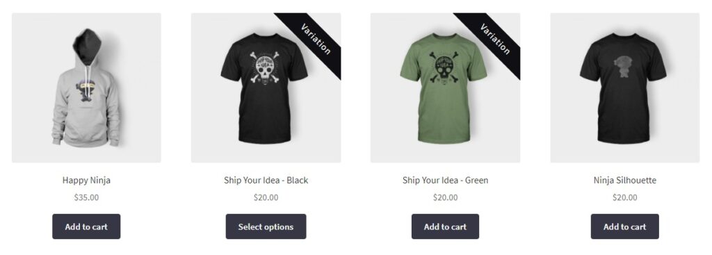 select options add to cart woocommerce
