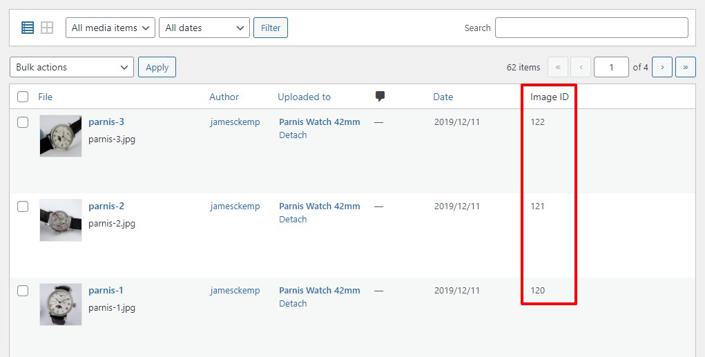 image ID column