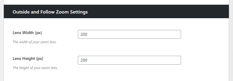 outside and follow zoom settings