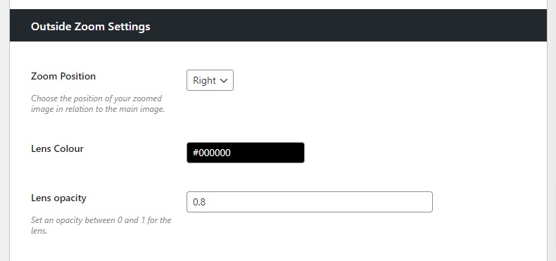 outer zoom settings