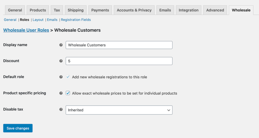 wholesale user role