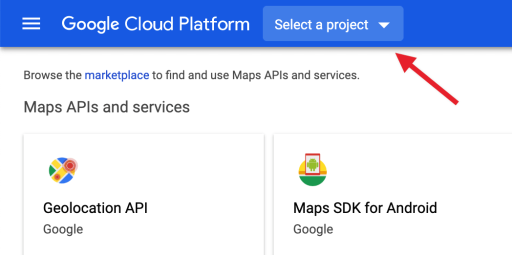 select a project