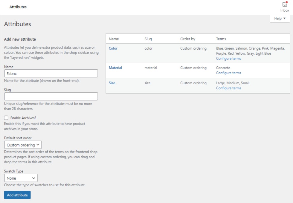 add attribute swatch