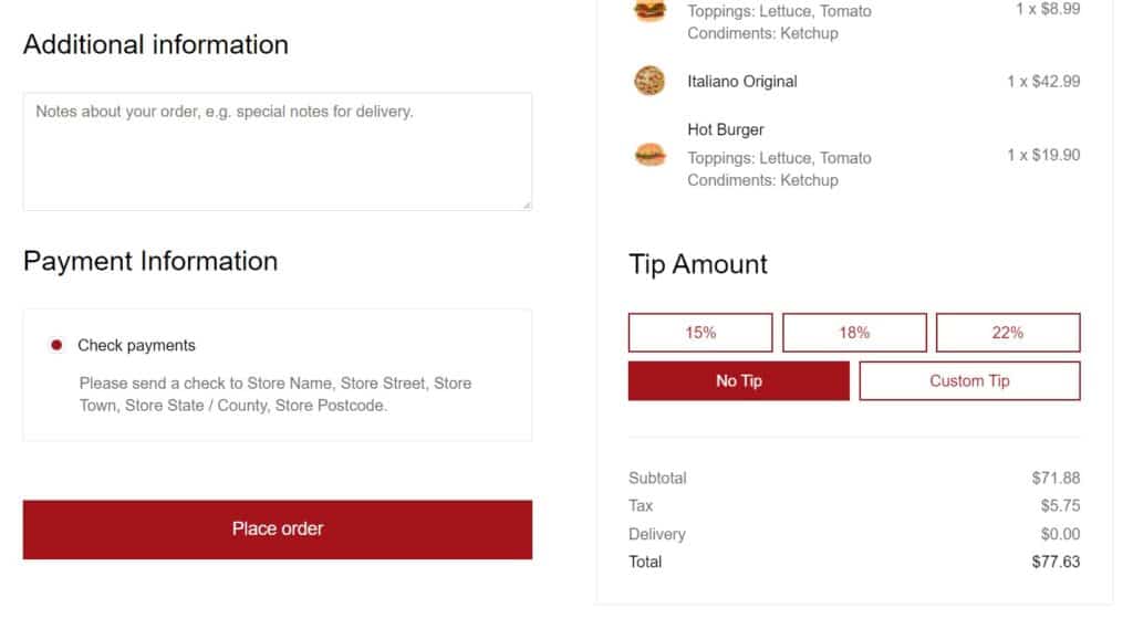 Orderable checkout