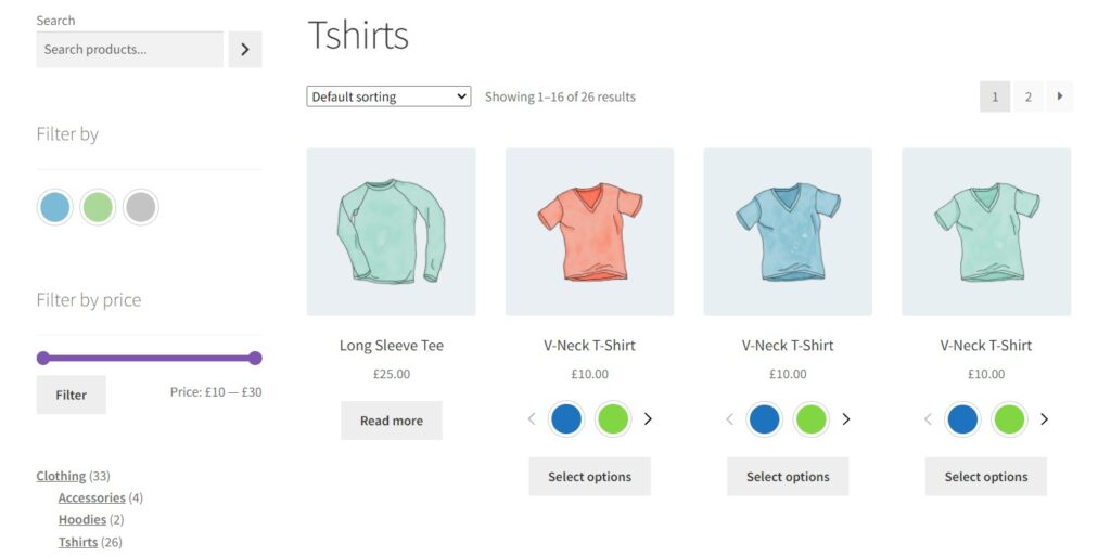 WooCommerce sidebar