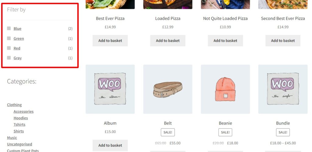 filter by attribute woocommerce