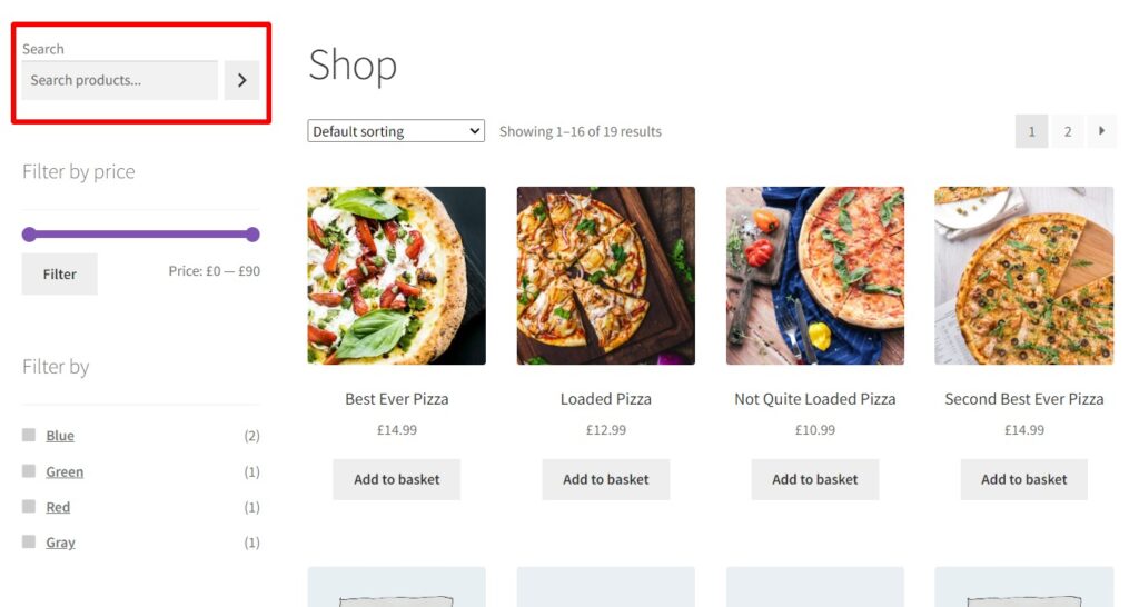 woocommerce sidebar search widget