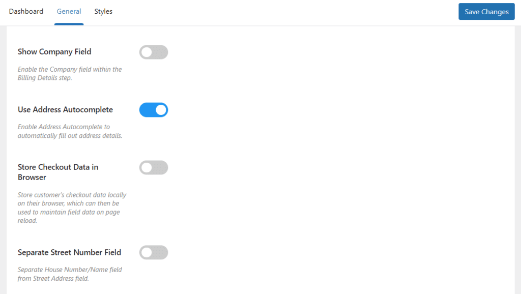 flux checkout settings