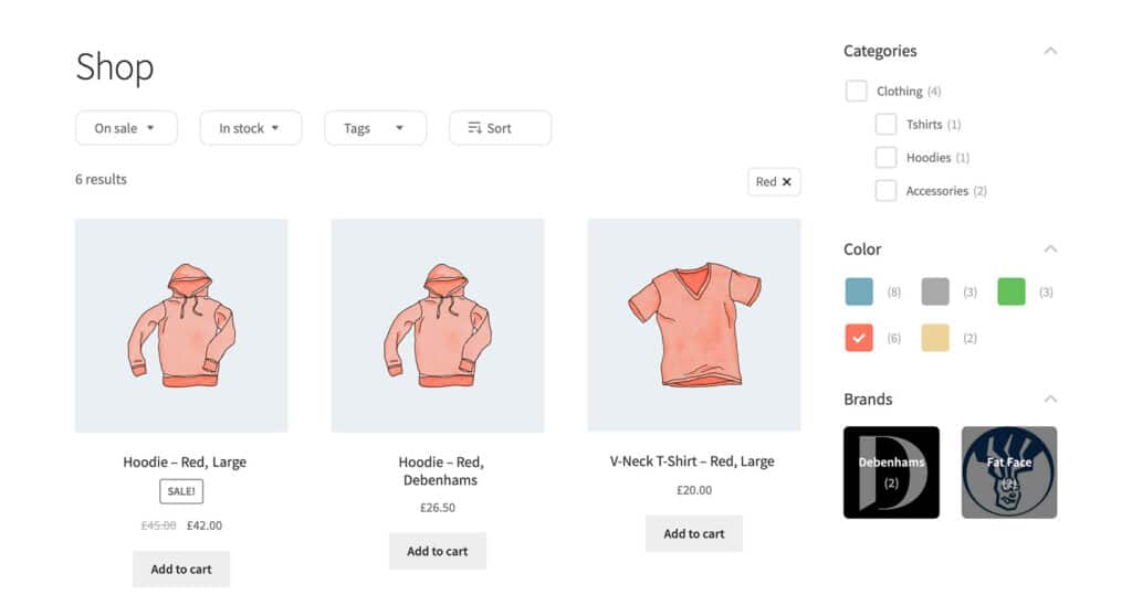 variations product filter