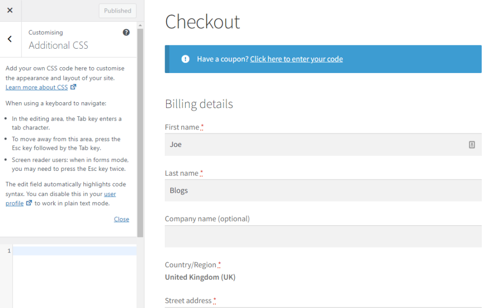 custom css wordpress