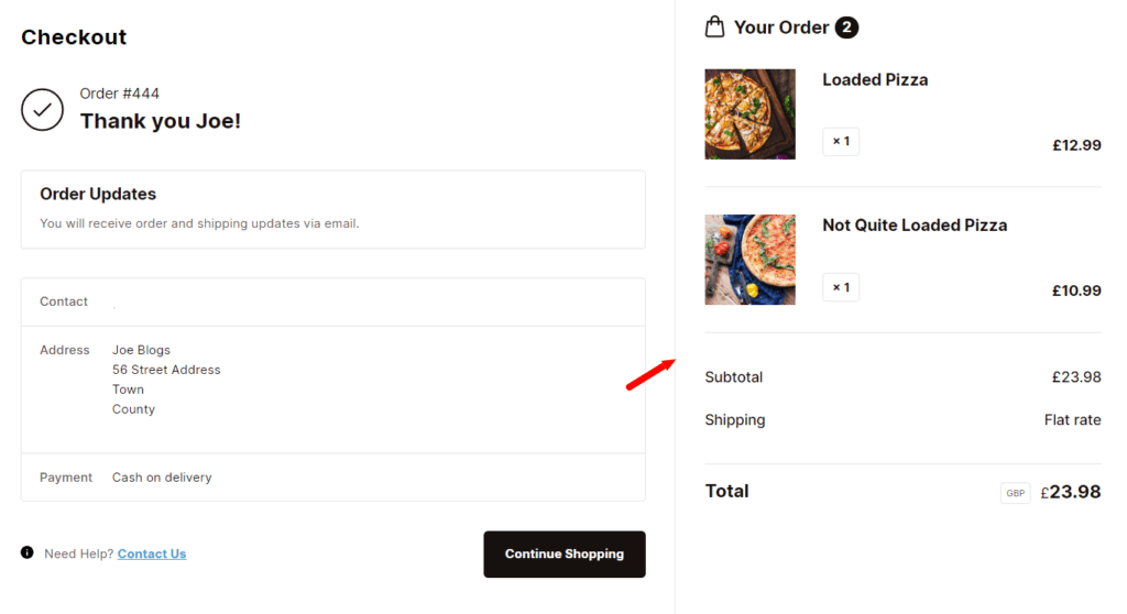 improved thank you page layout