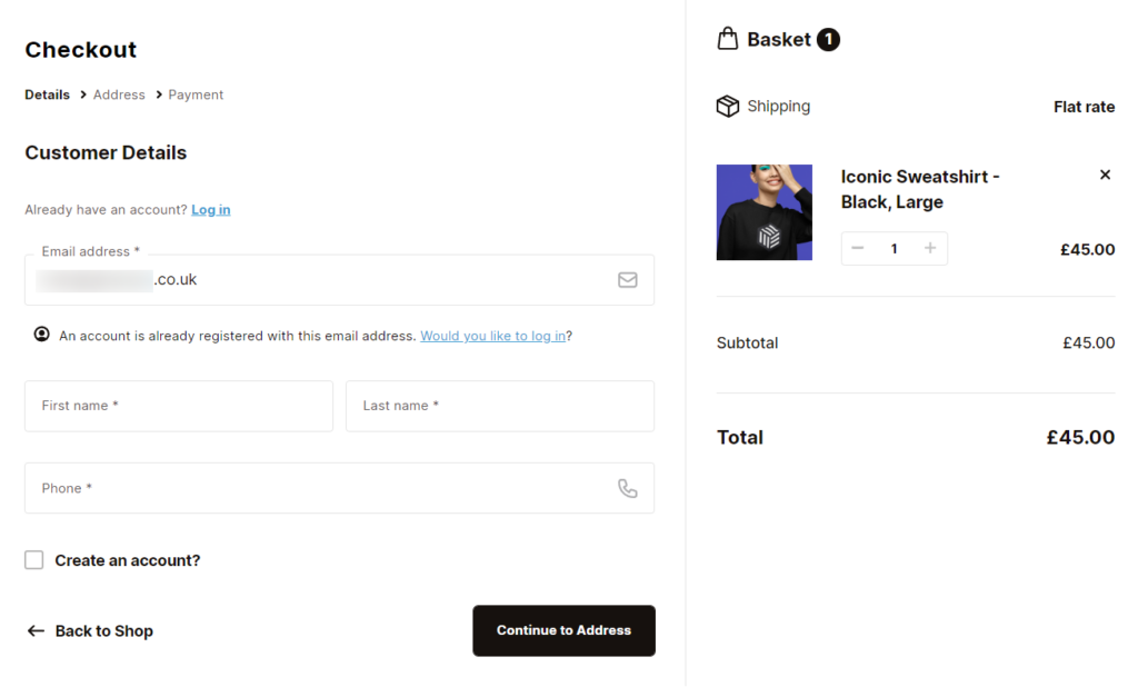 login prompt flux checkout