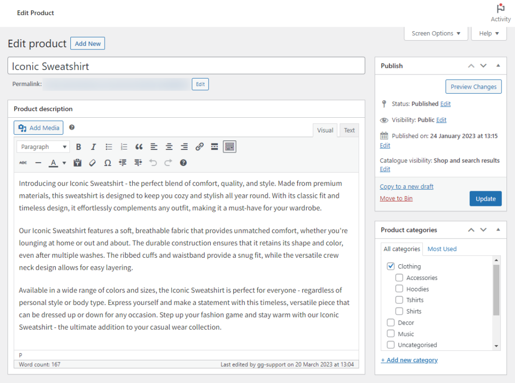 product page