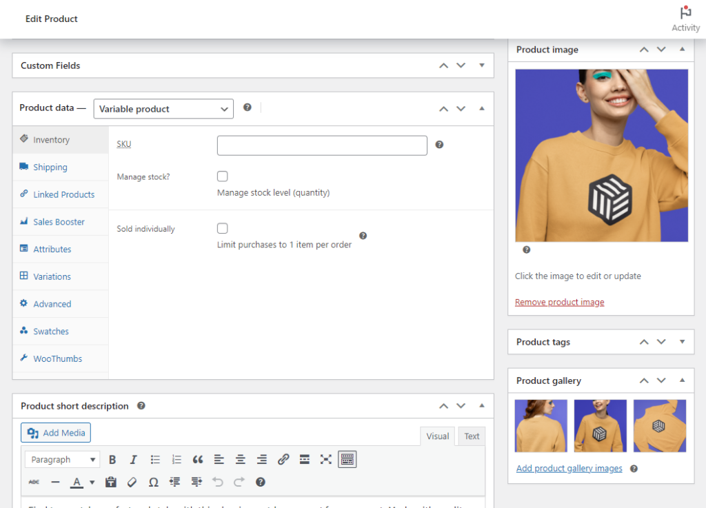 edit product page