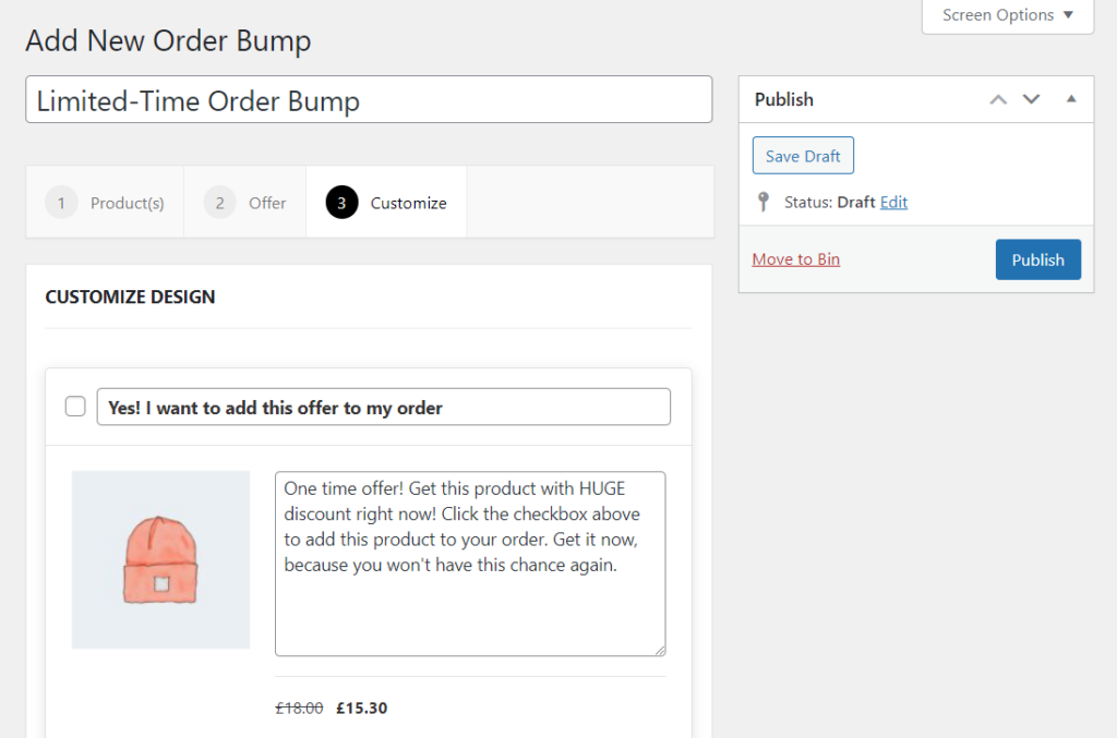 customize limited time offer messaging