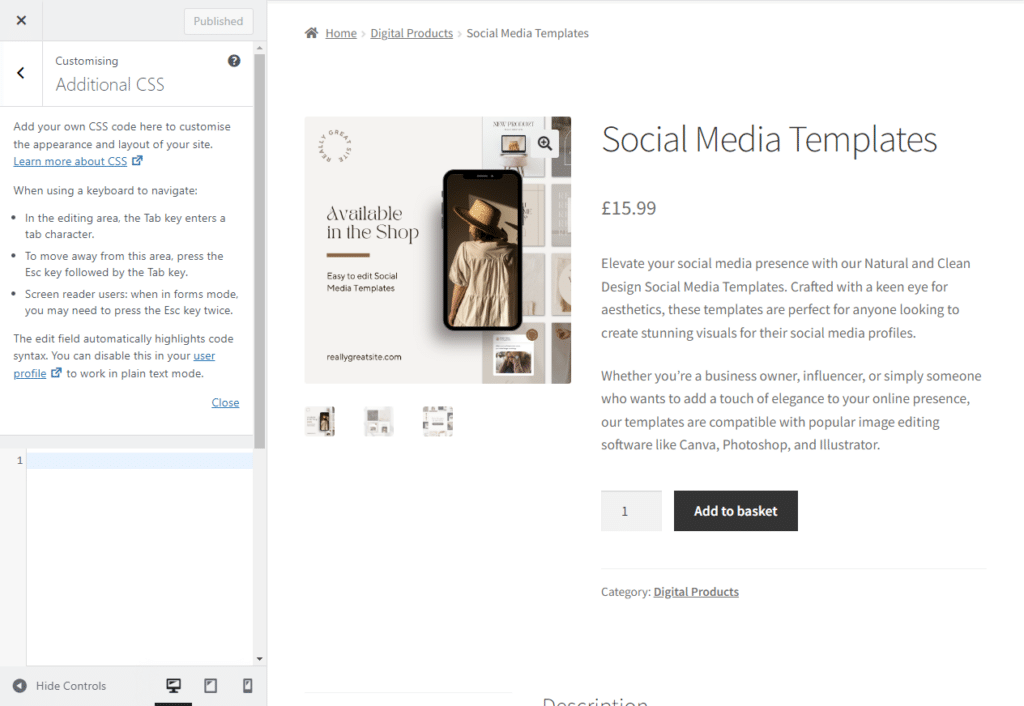 additional css customizer