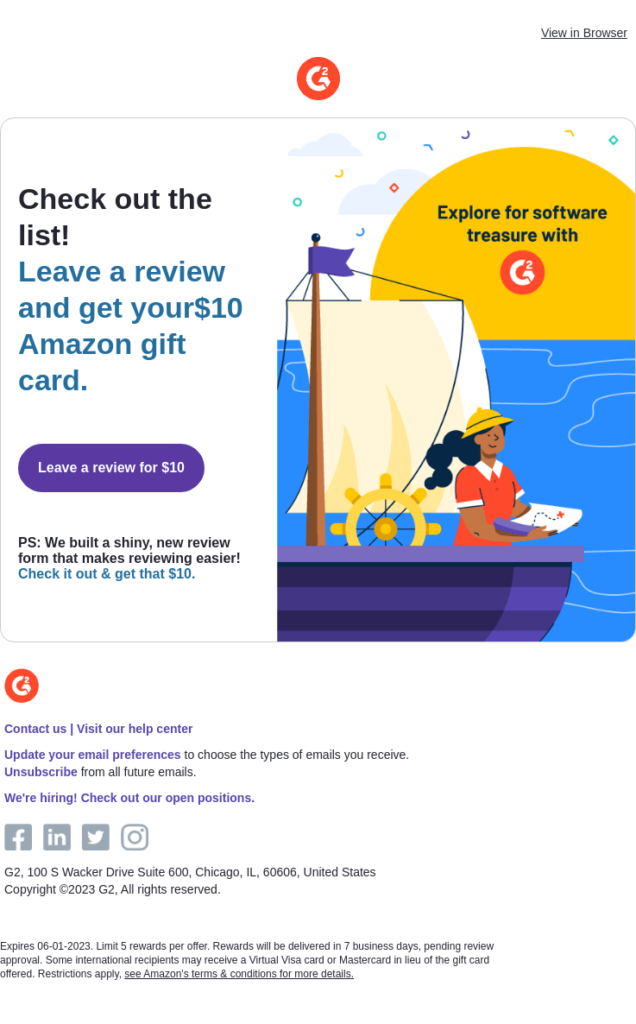 review incentive email