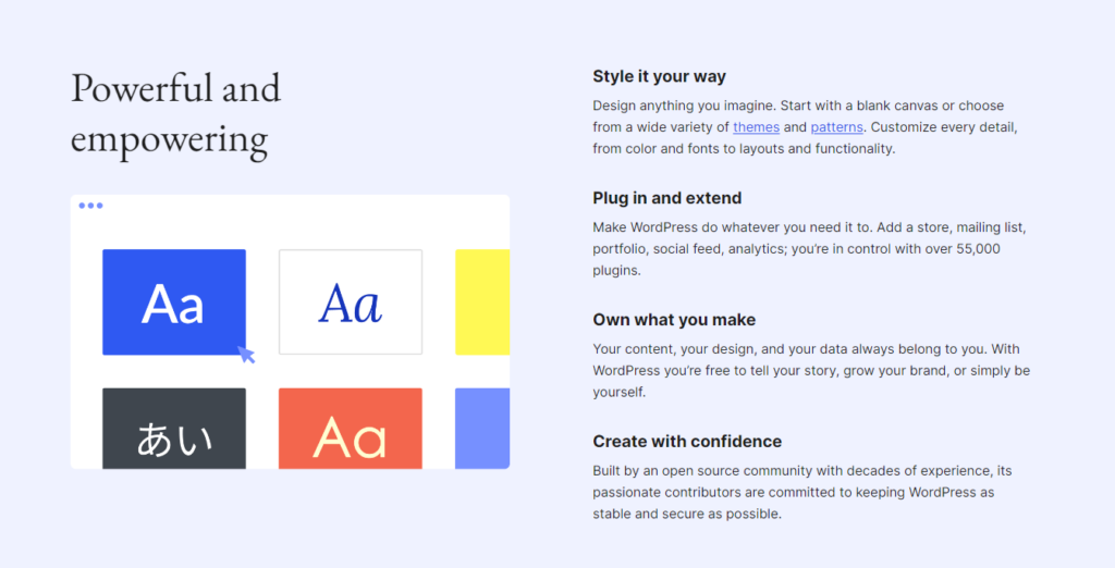 wordpress features