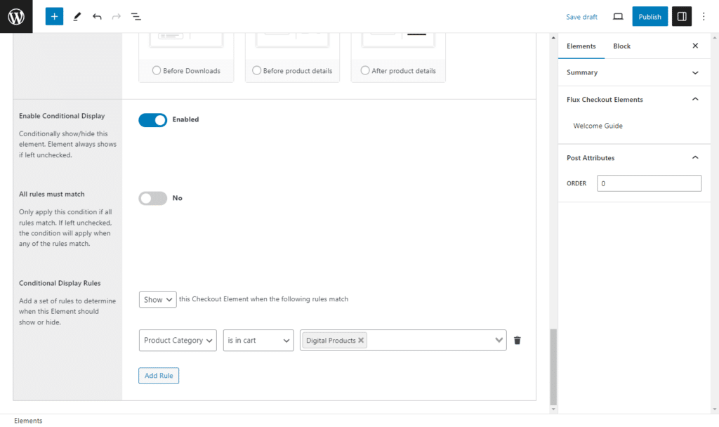 digital product conditional checkout flux