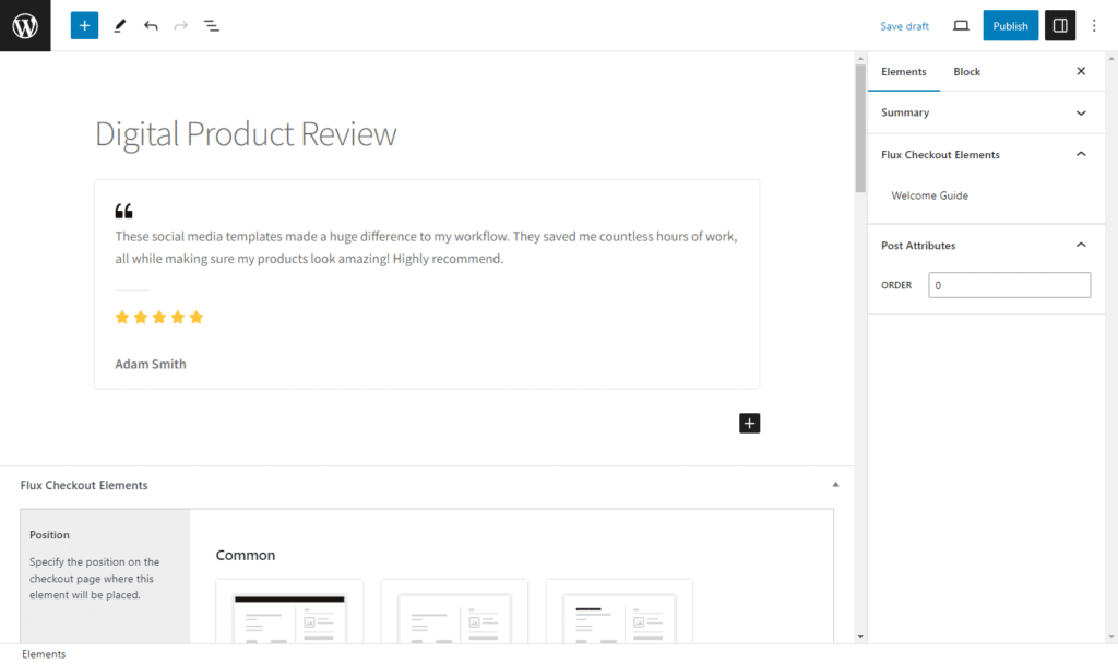 review at checkout