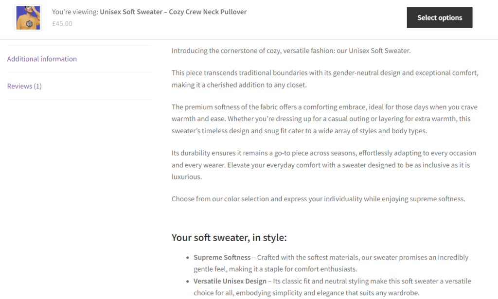 seo product description